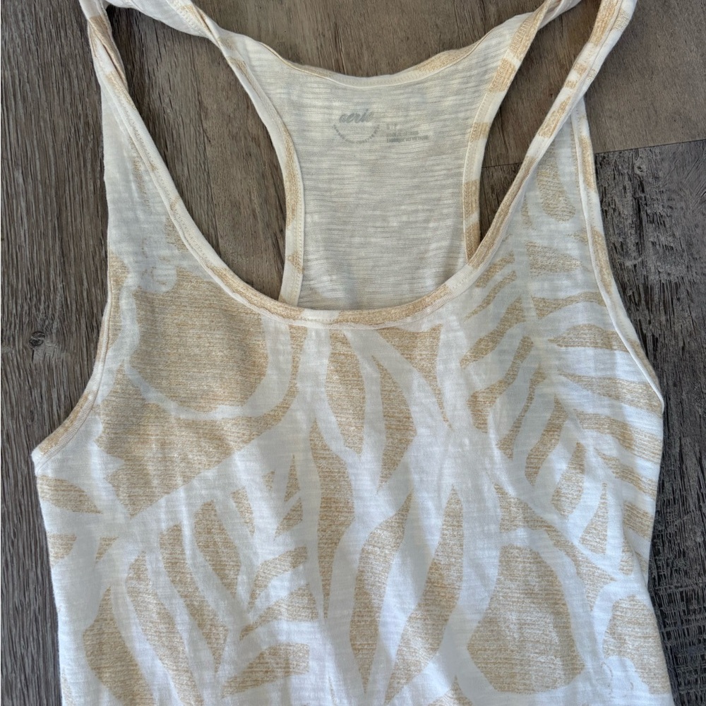 aerie Maxi Tank Dress White and Tan Racerback Summer Dress Size S - Picture 6 of 7
